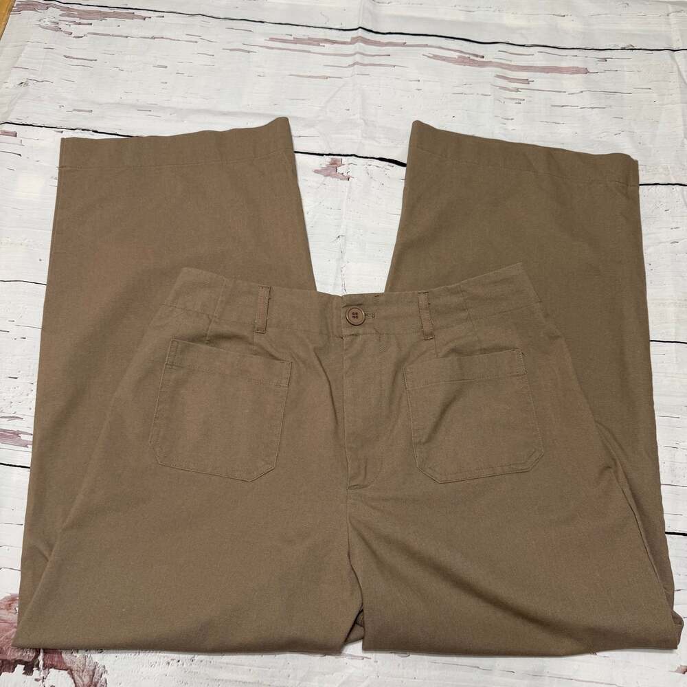 Lillusory Wide Leg Crop Utility Pants Brown High Waisted‎ Size 12
